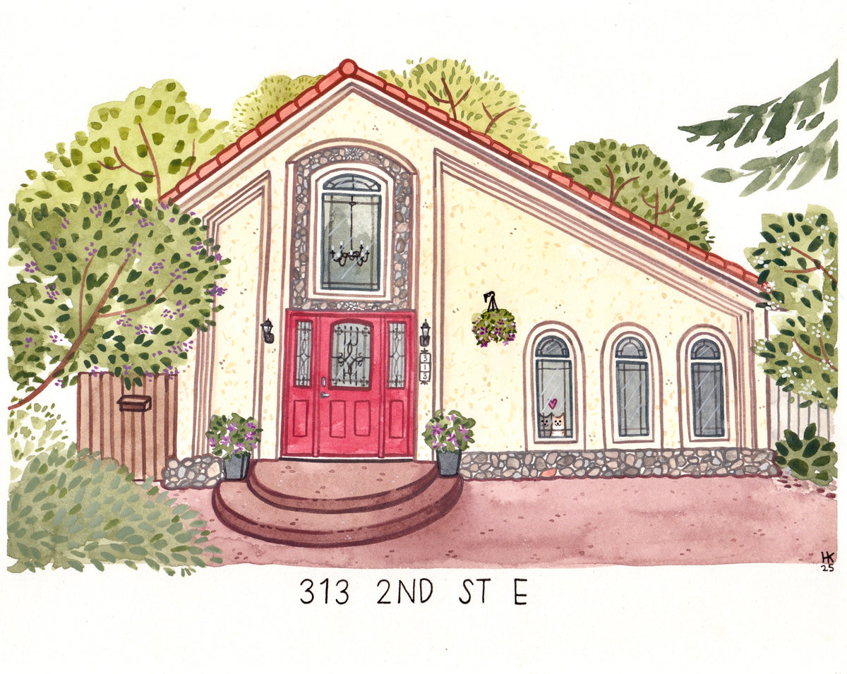 Custom House Portrait Hand-Painted