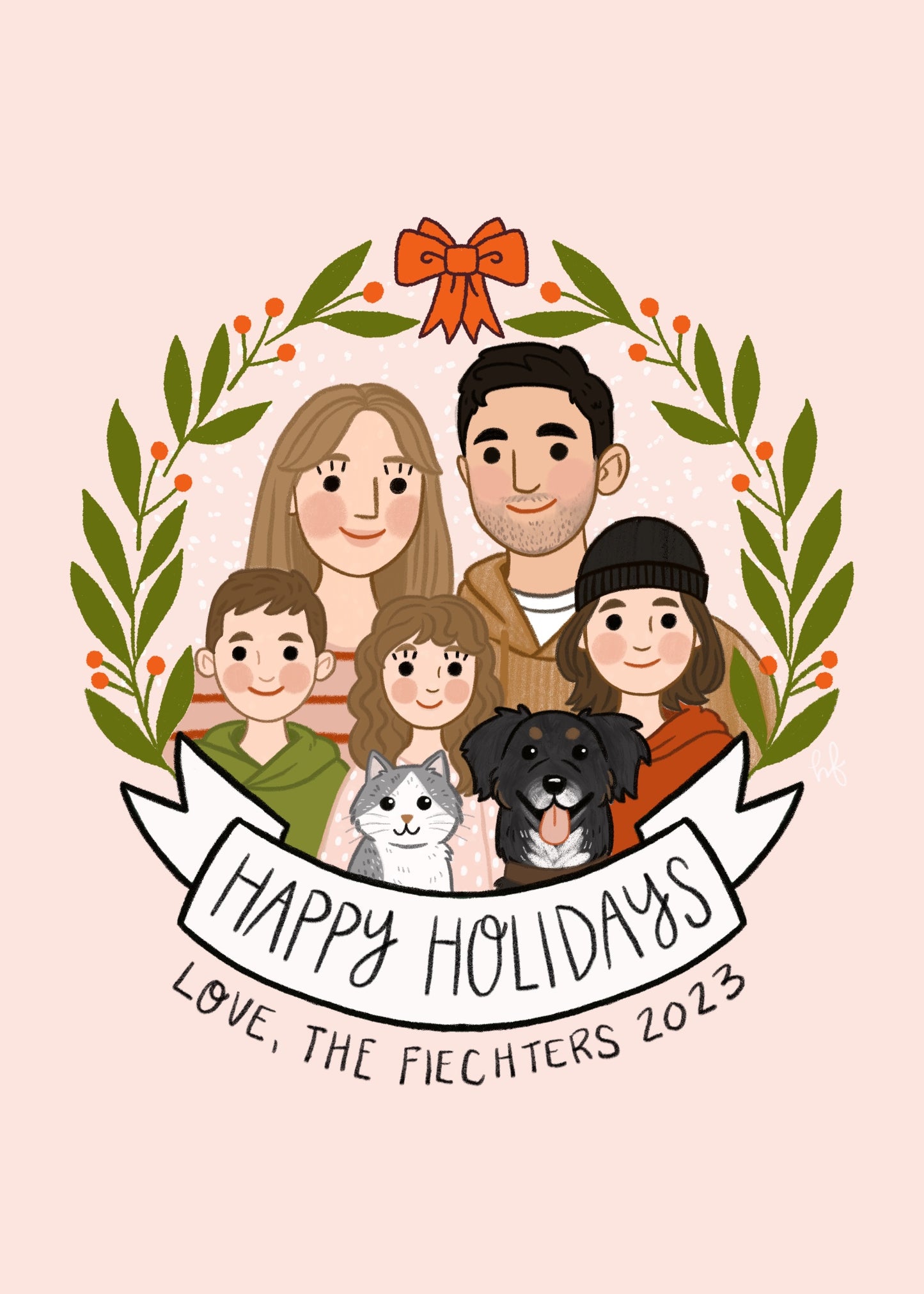 Custom Holiday Card Design-Digital Portrait