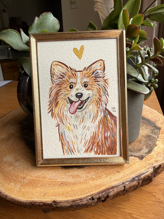 Pet Portrait with Mystery Brass Frame