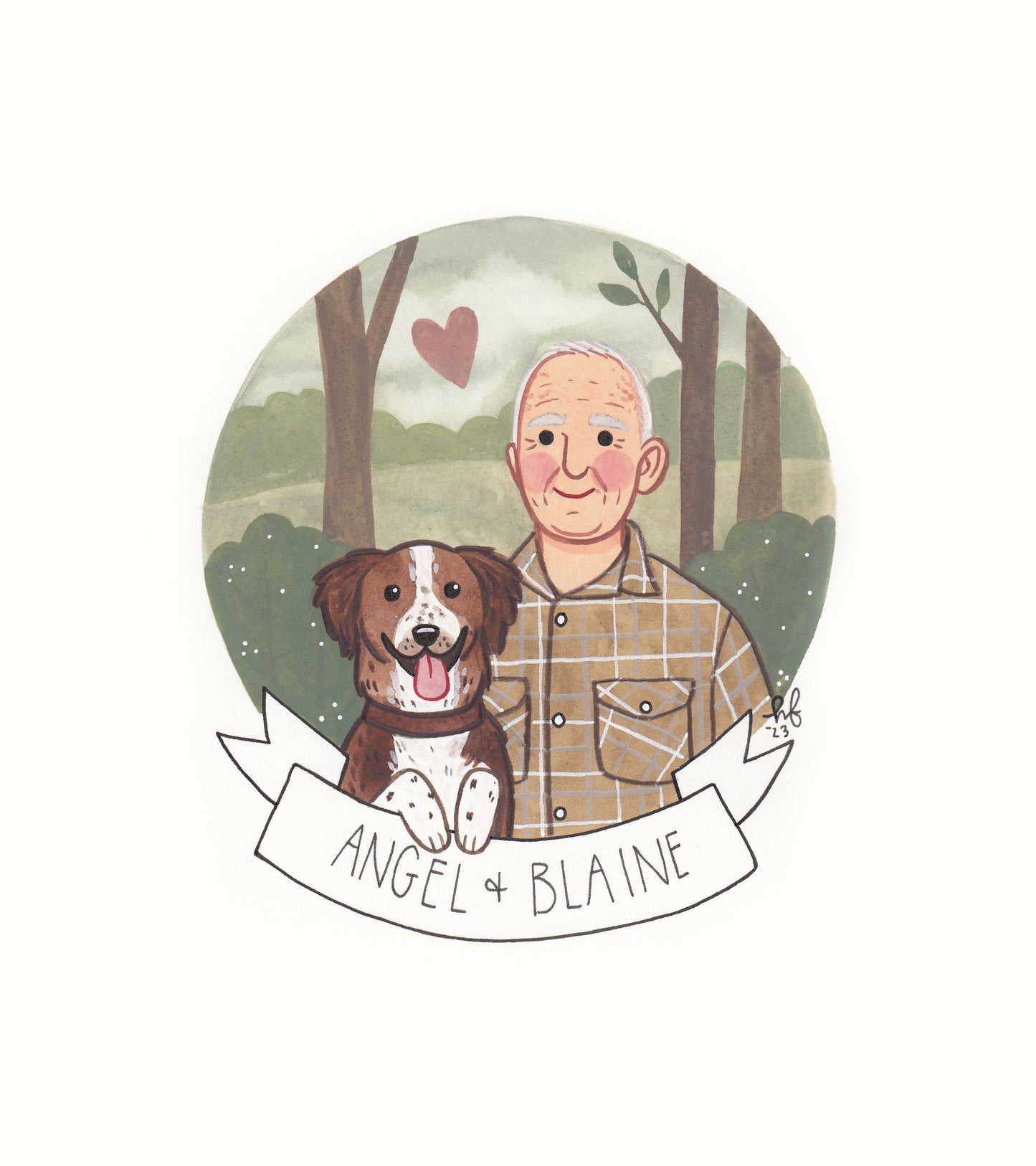 Hand-Painted Custom Portrait with Nature Background 8x10