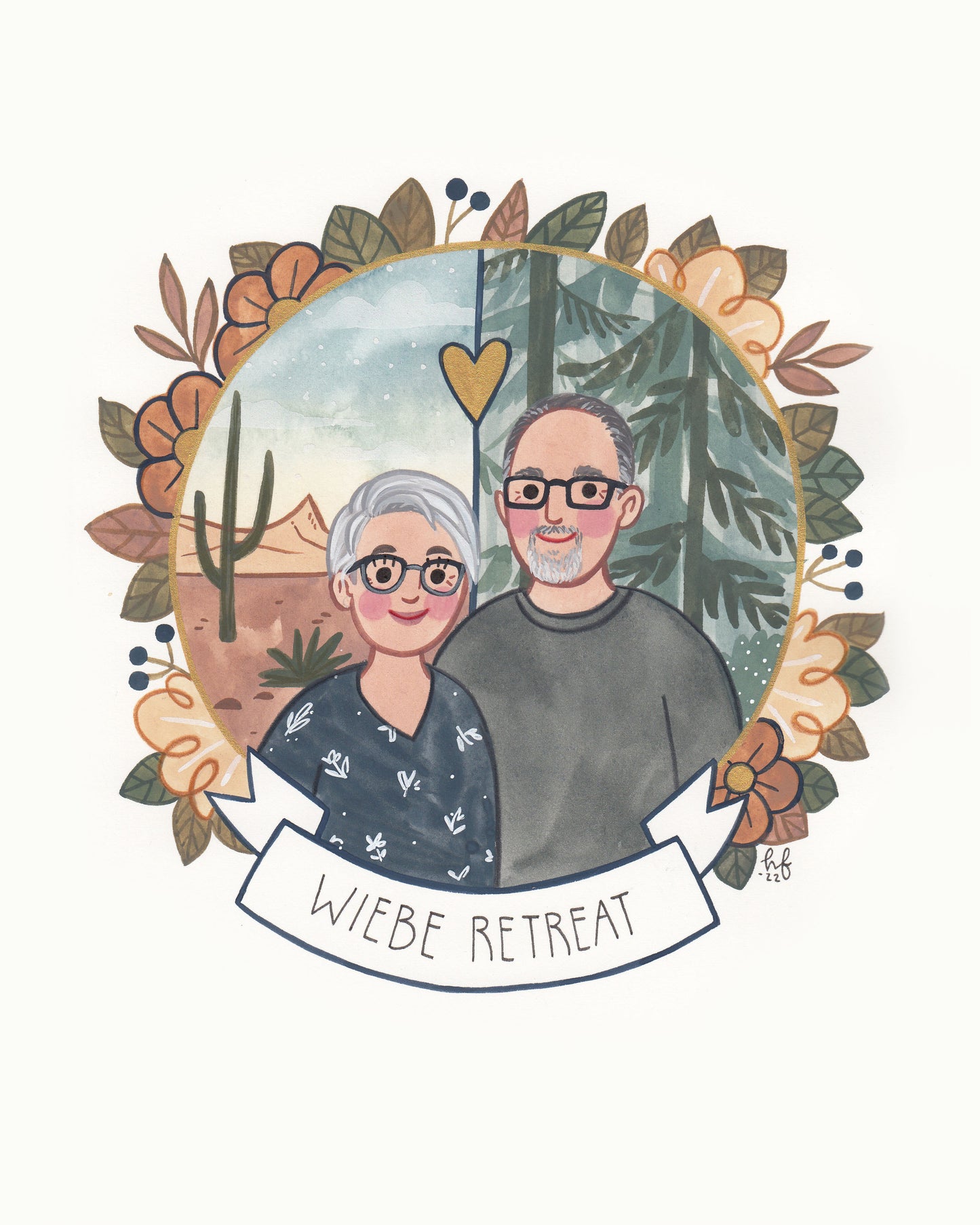 Hand-Painted Custom Portrait with Nature Background 8x10