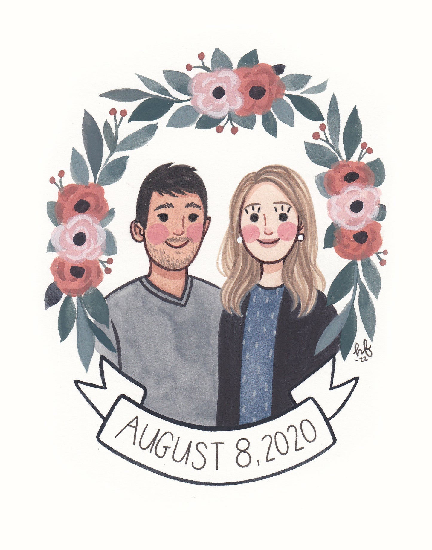 MINI Hand-painted Custom Portrait 5x7