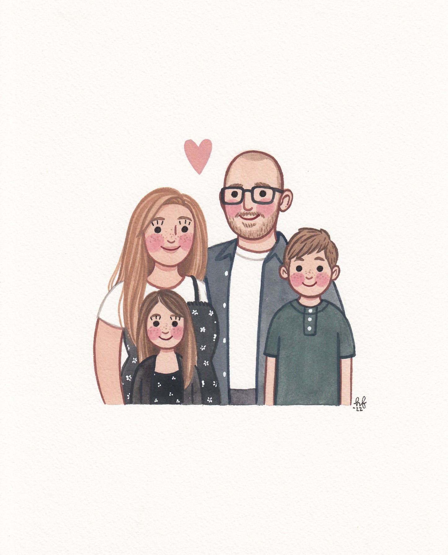 Family Portrait hand-painted watercolour