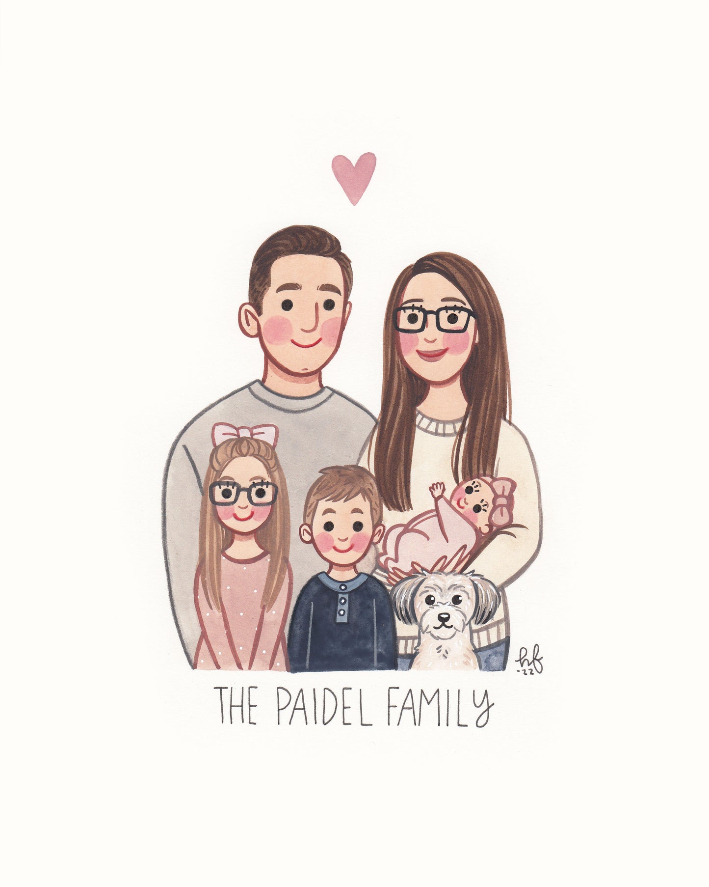 Family Portrait hand-painted watercolour