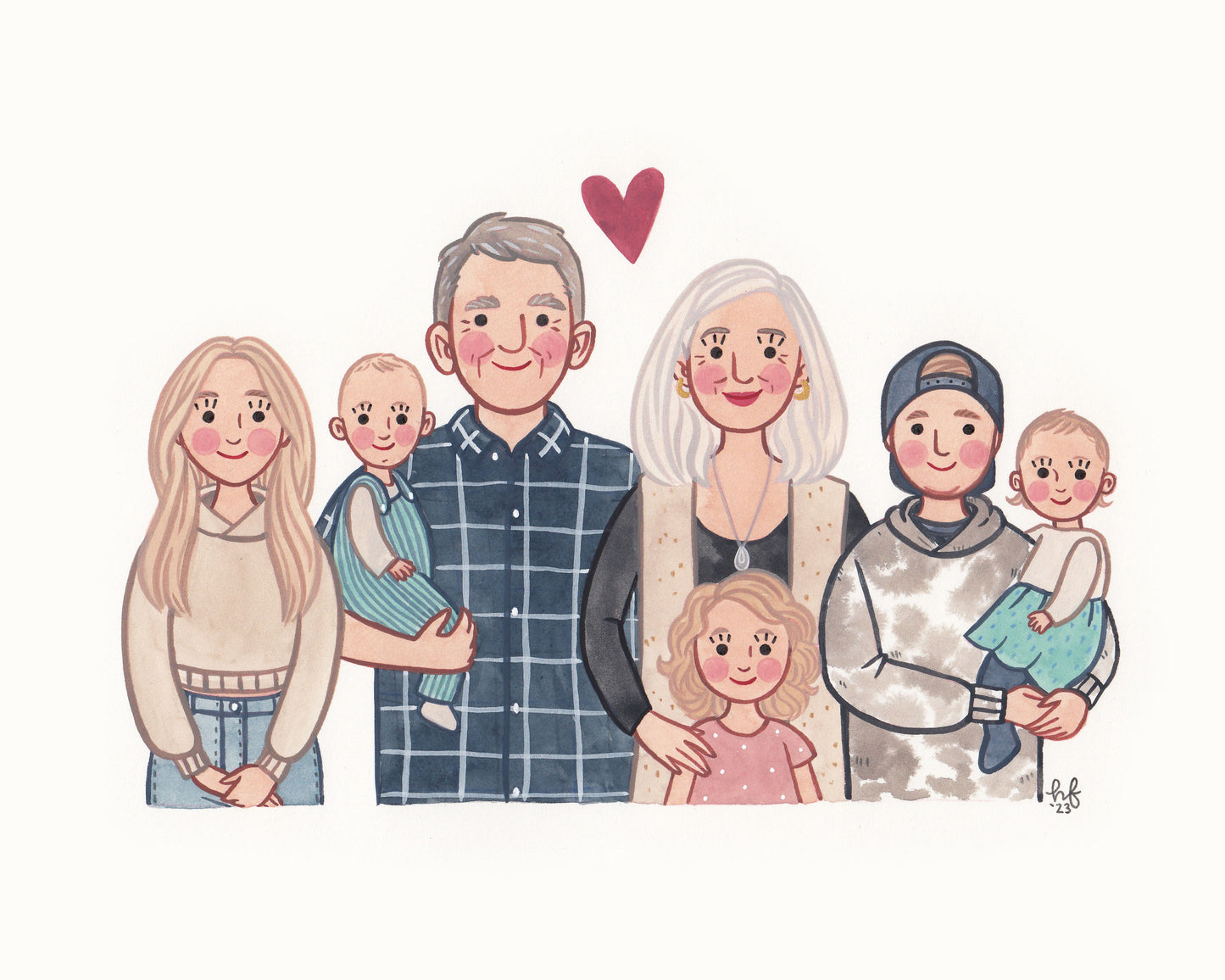 Family Portrait hand-painted watercolour