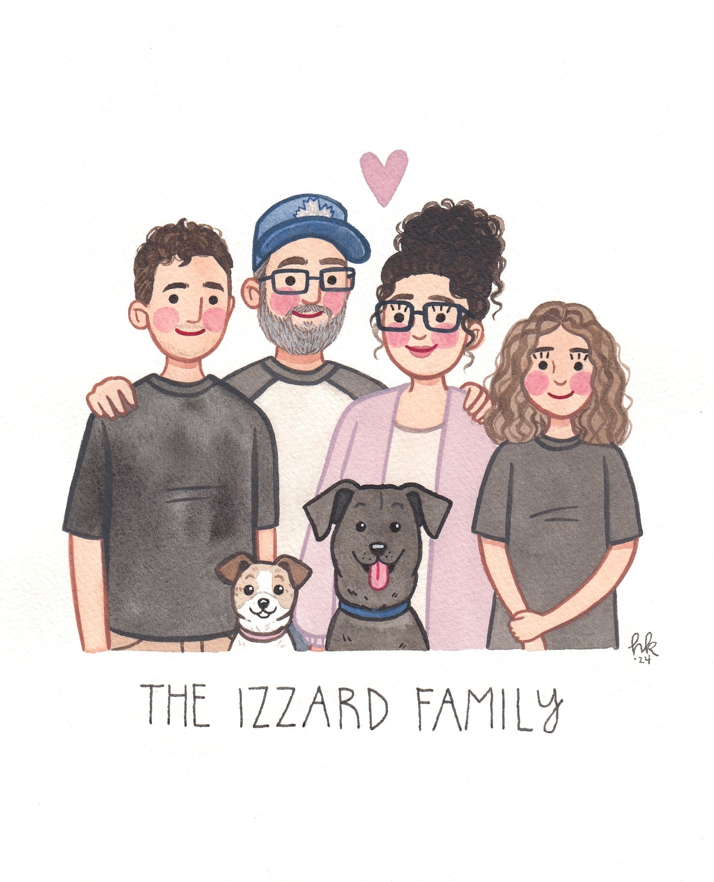 Family Portrait hand-painted watercolour