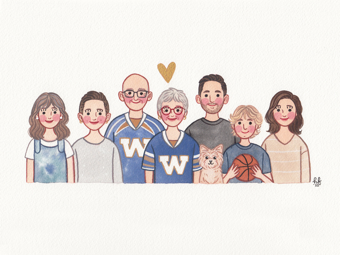 Family Portrait hand-painted watercolour