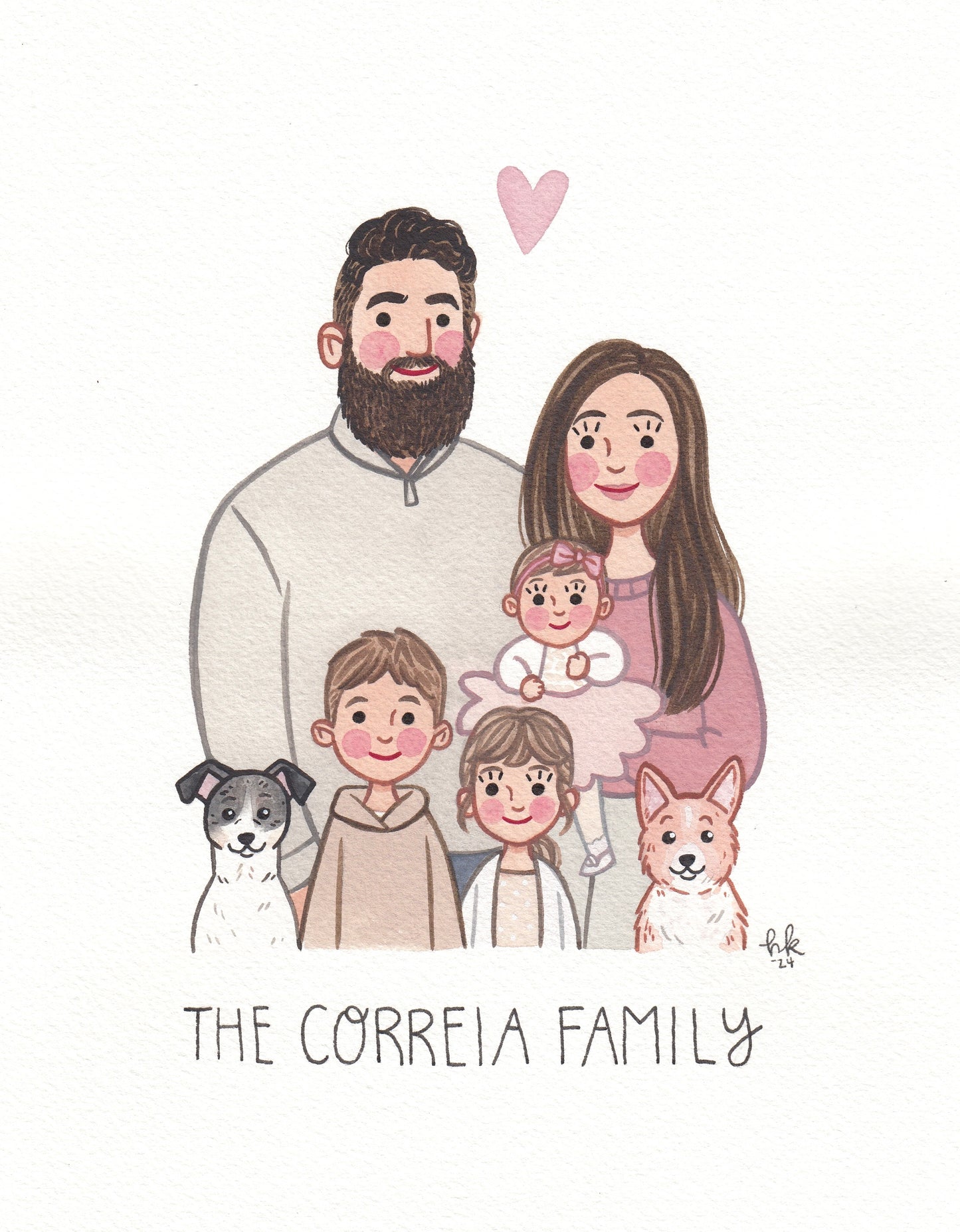 Family Portrait hand-painted watercolour