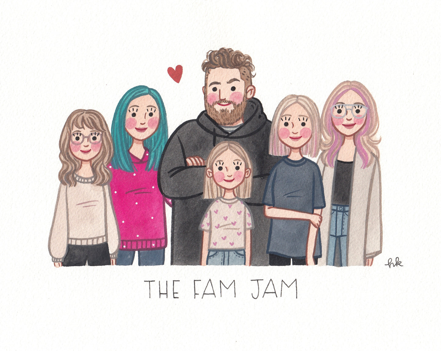 Family Portrait hand-painted watercolour