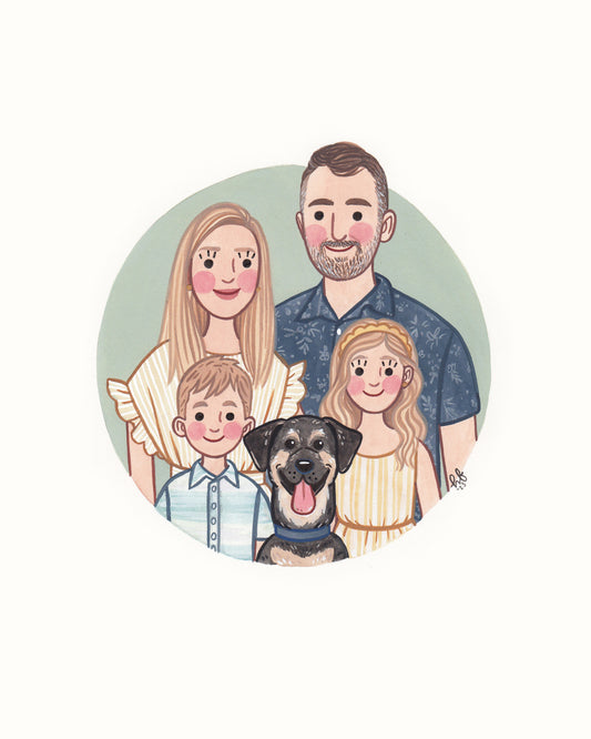 Family Portrait hand-painted watercolour