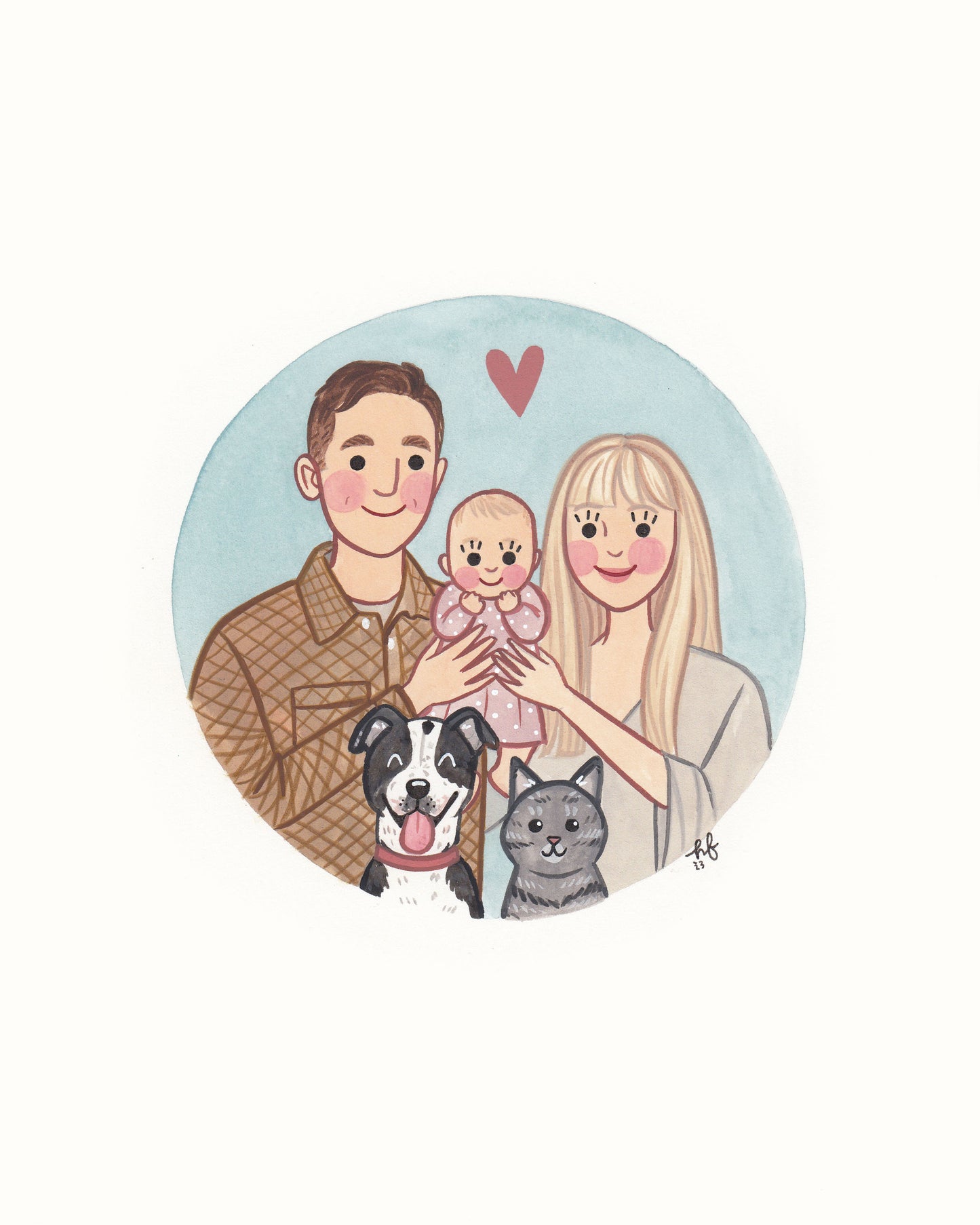 Family Portrait hand-painted watercolour