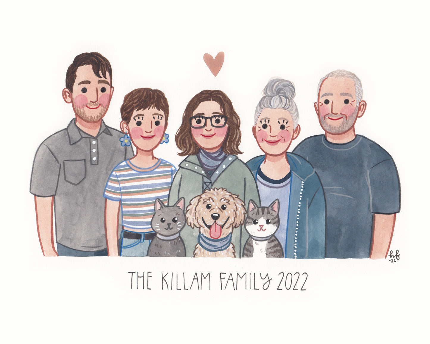 Family Portrait hand-painted watercolour