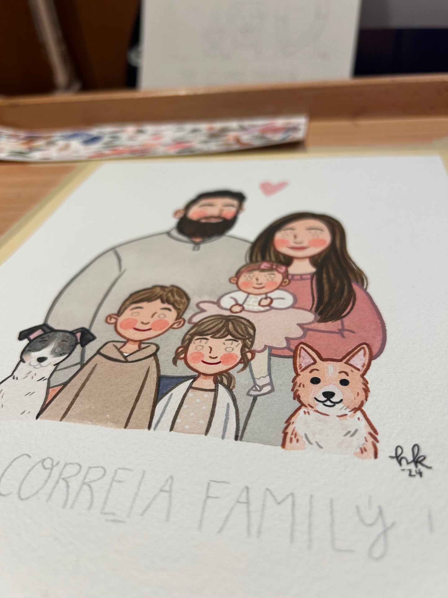 Family Portrait hand-painted watercolour