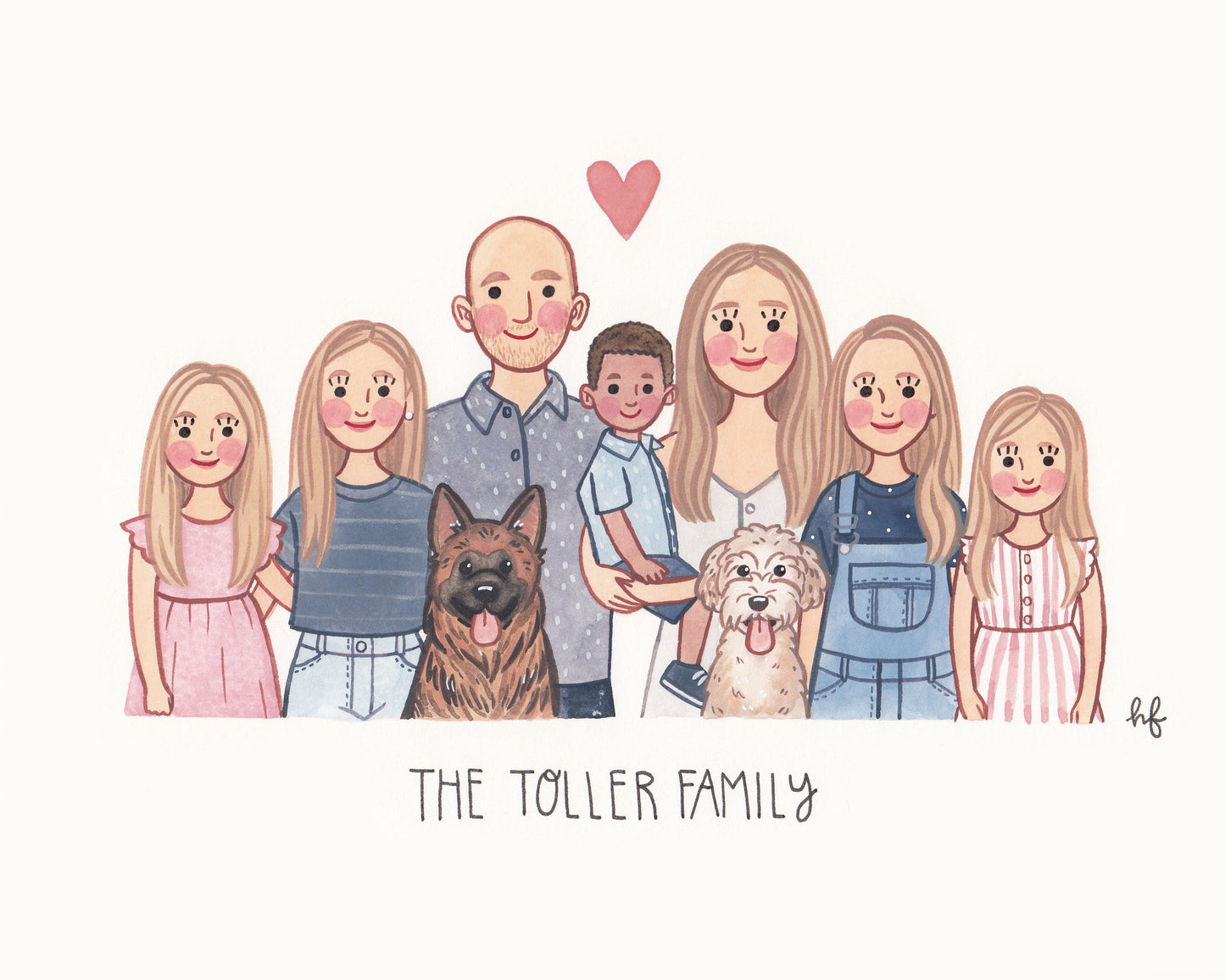 Family Portrait hand-painted watercolour