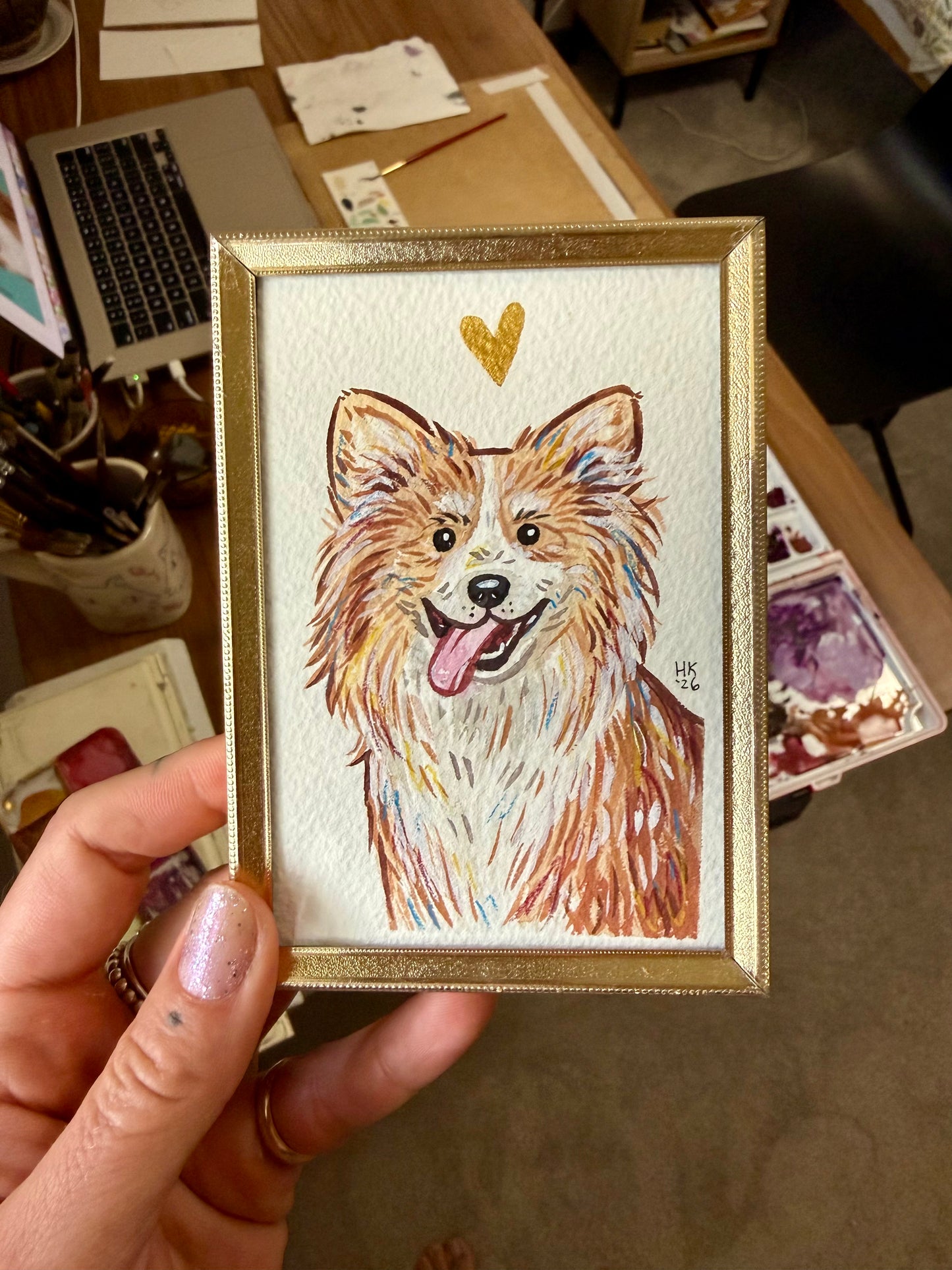 Pet Portrait with Mystery Brass Frame