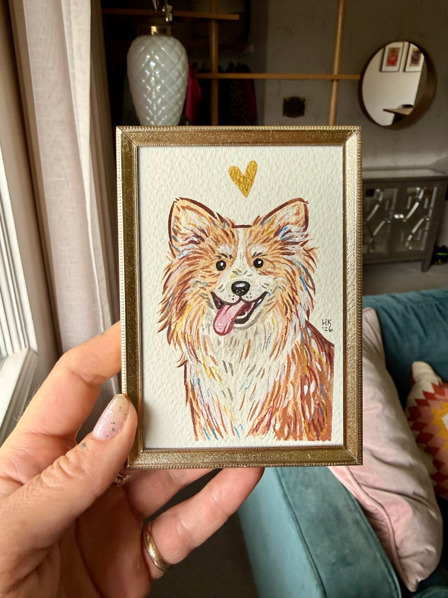 Pet Portrait with Mystery Brass Frame