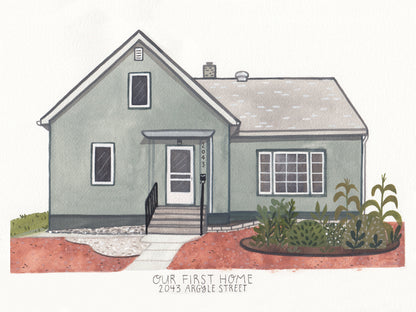 Custom House Portrait Hand-Painted