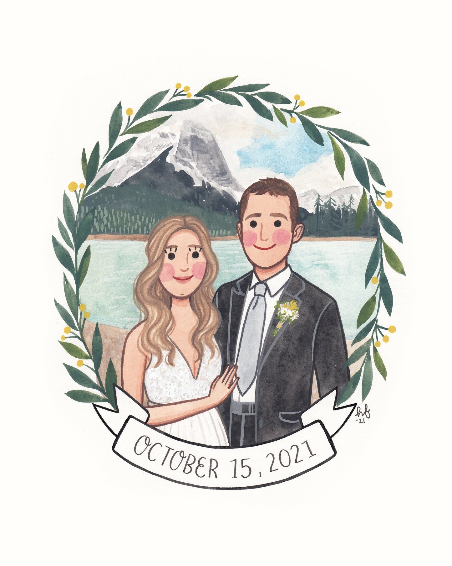 Hand-Painted Custom Portrait with Nature Background 8x10